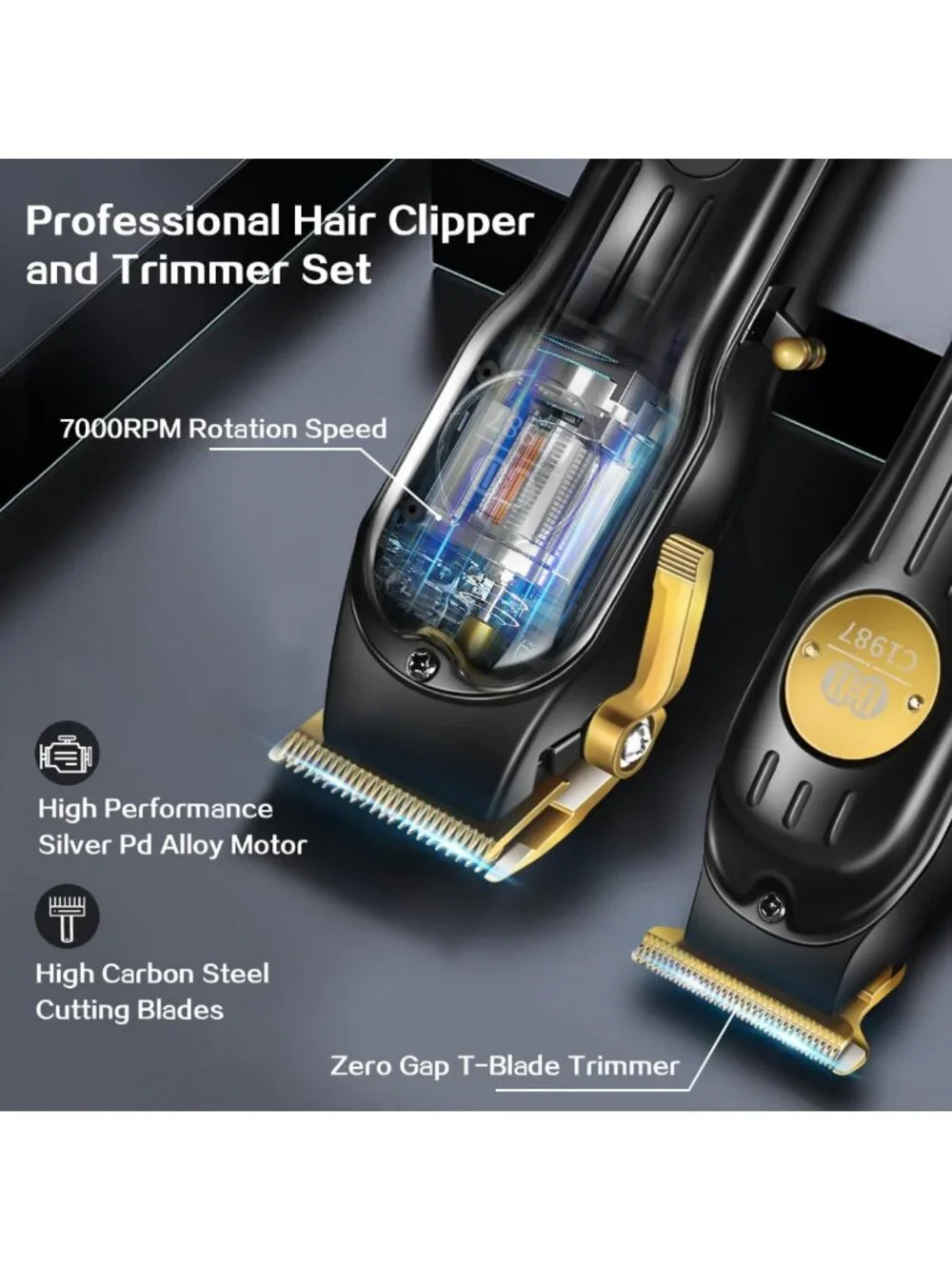 Cordless Hair Clippers & Trimmers Set for Men - Professional Barber Haircut Kit